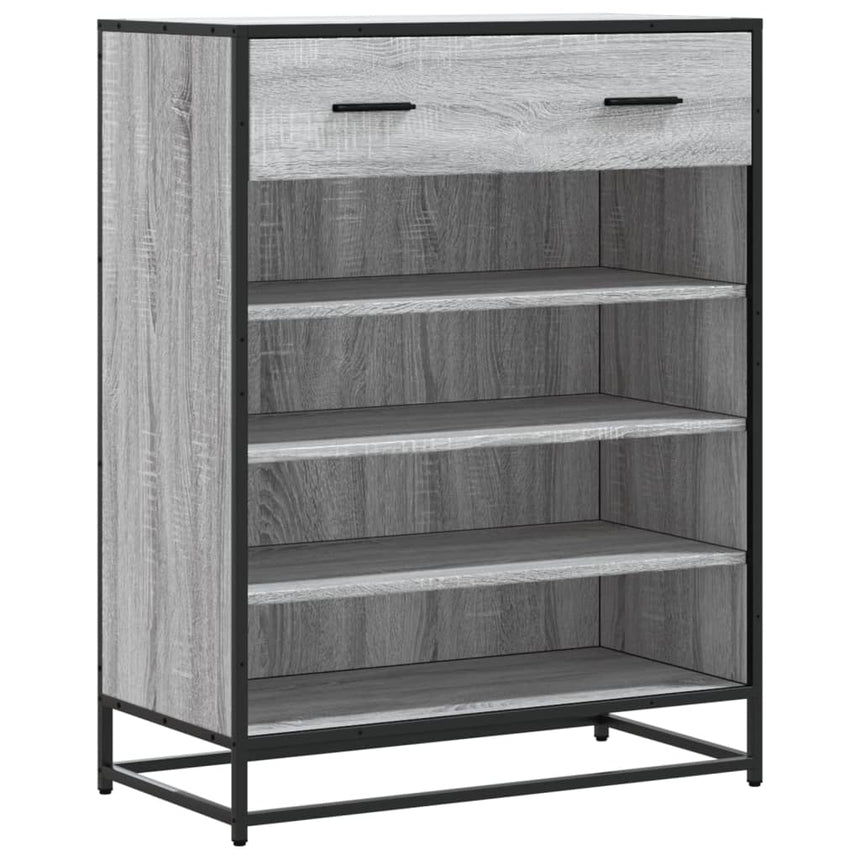Schoenenkast 75X38X97,5 Cm Bewerkt Hout En Metaal Grijs Sonoma