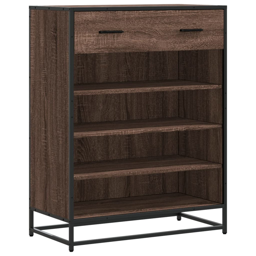 Schoenenkast 75X38X97,5 Cm Bewerkt Hout En Metaal Bruin Eiken Bruin Eikenkleur