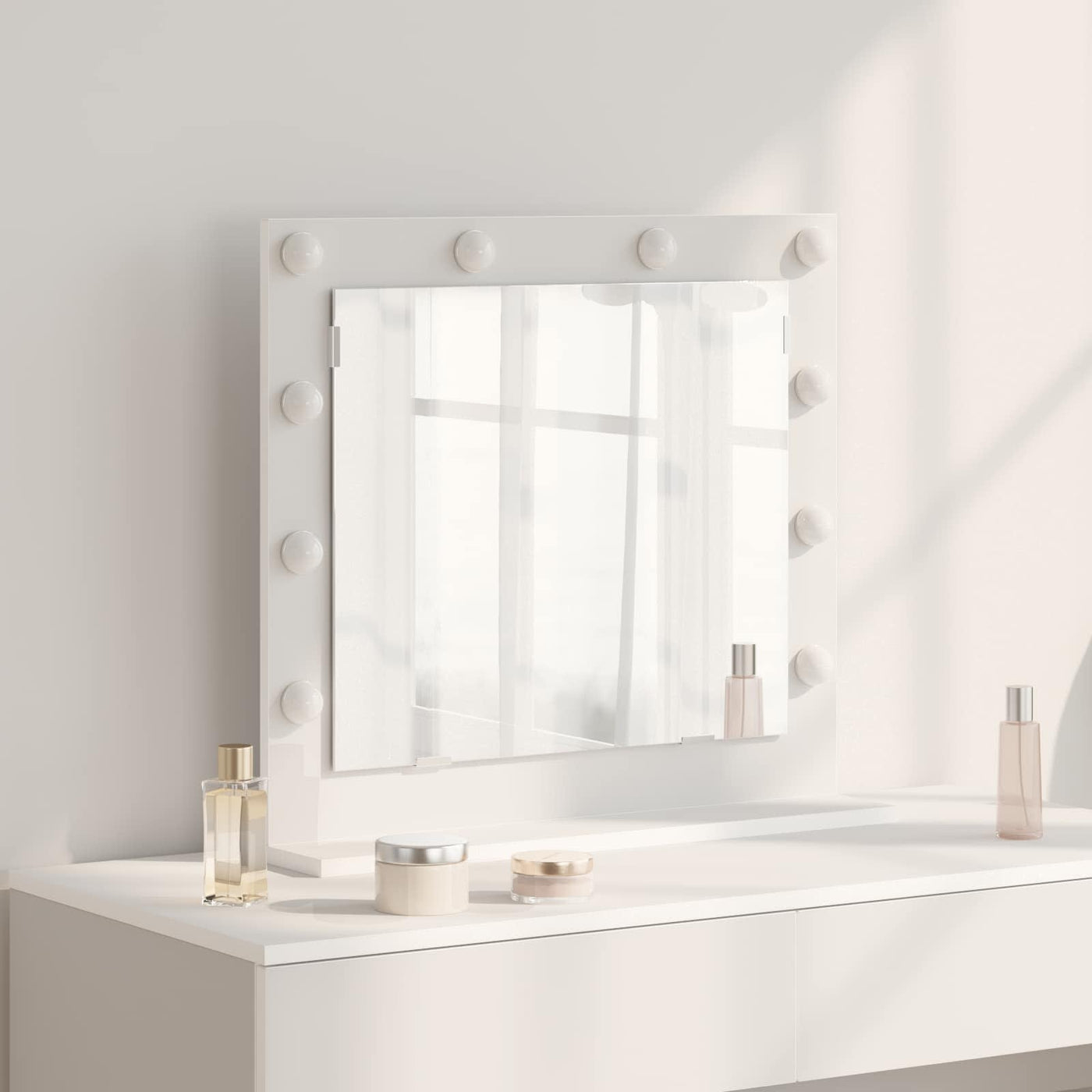 Make-Up Spiegel Glas En Samengesteld Hout