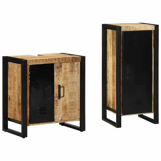 vidaXL Ensemble de mobilier de salle de bain 2 pcs Marron et Noir