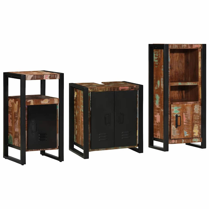 vidaXL Ensemble de mobilier de salle de bain 3 pcs Bois Recyclé Solide