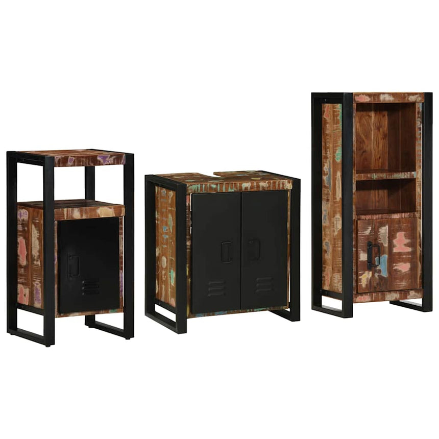 vidaXL Ensemble de mobilier de salle de bain 3 pcs Bois Recyclé Solide