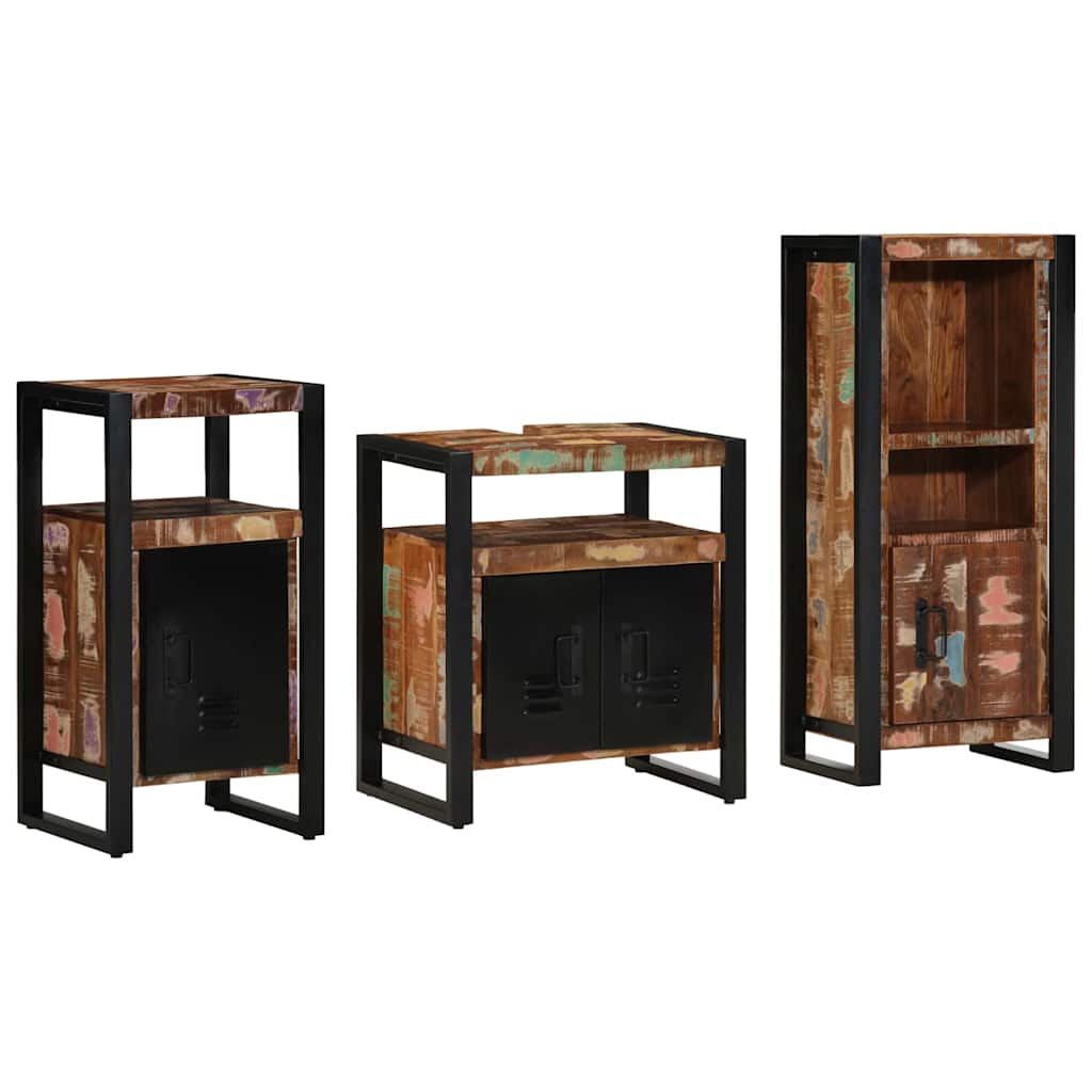 vidaXL Ensemble de mobilier de salle de bain 3 pcs Bois Recyclé Solide