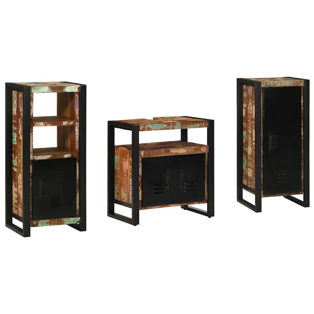 vidaXL Ensemble de mobilier de salle de bain 3 pcs Bois Recyclé Solide
