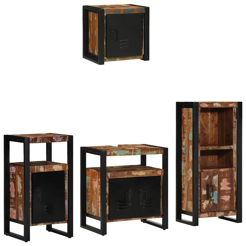vidaXL Ensemble de mobilier de salle de bain 4 pcs Bois Recyclé Solide