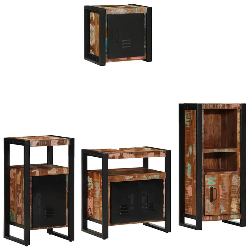 vidaXL Ensemble de mobilier de salle de bain 4 pcs Bois Recyclé Solide