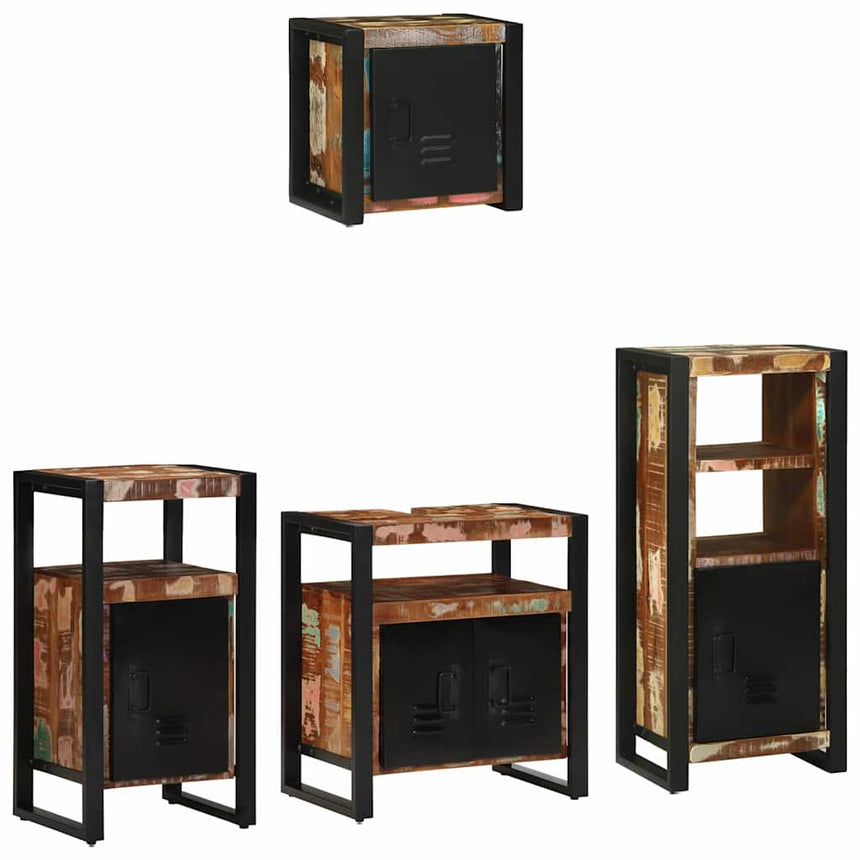 vidaXL Ensemble de mobilier de salle de bain 4 pcs Bois Recyclé Solide