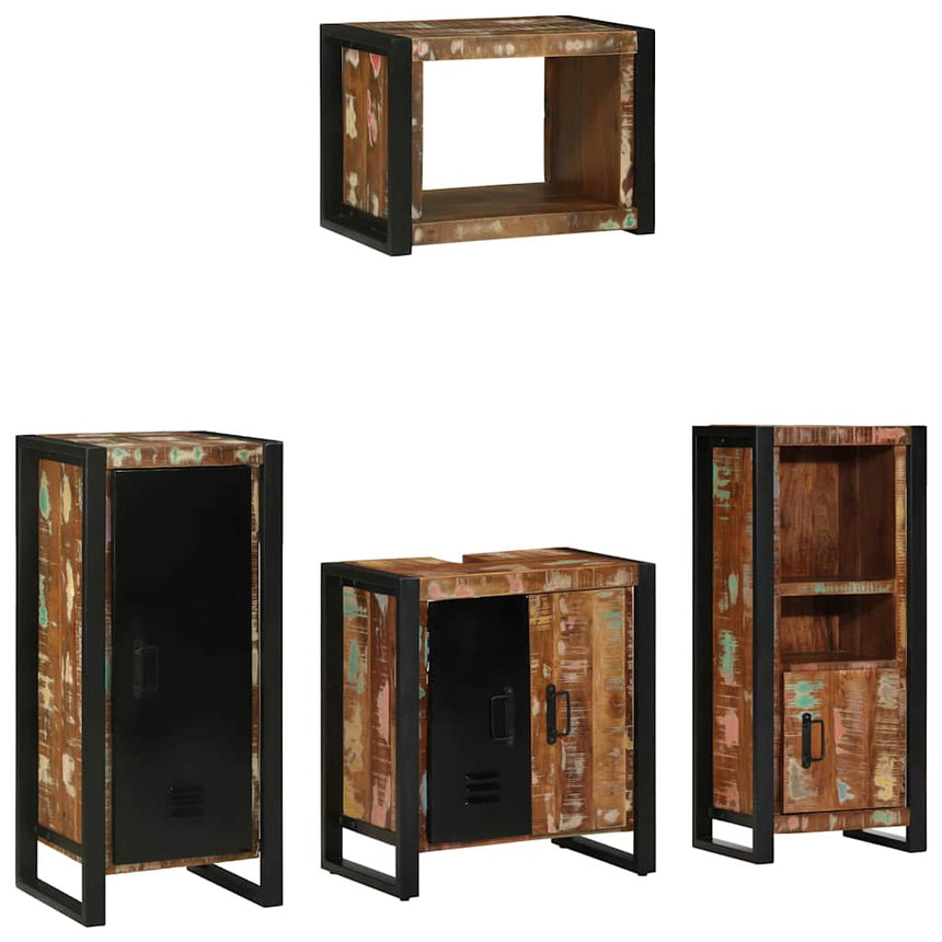 vidaXL Ensemble de mobilier de salle de bain 4 pcs Bois Recyclé Solide