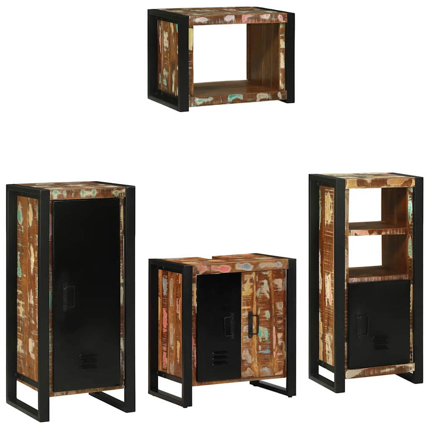 vidaXL Ensemble de mobilier de salle de bain 4 pcs Bois Recyclé Solide