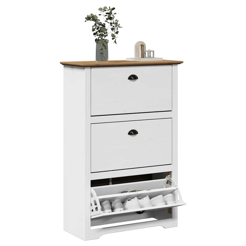 Schoenenrek Bodo 80X35X118 Cm Wit En Bruin