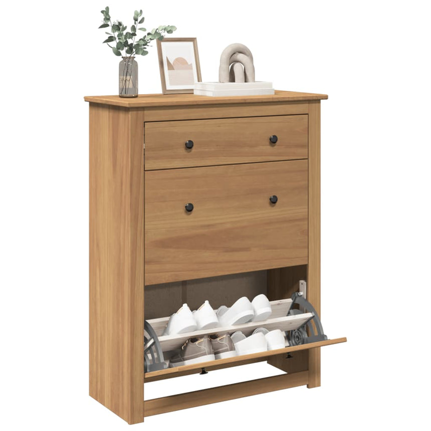 Schoenenkast Panama 80X35X105 Cm Massief Grenenhout Zwart