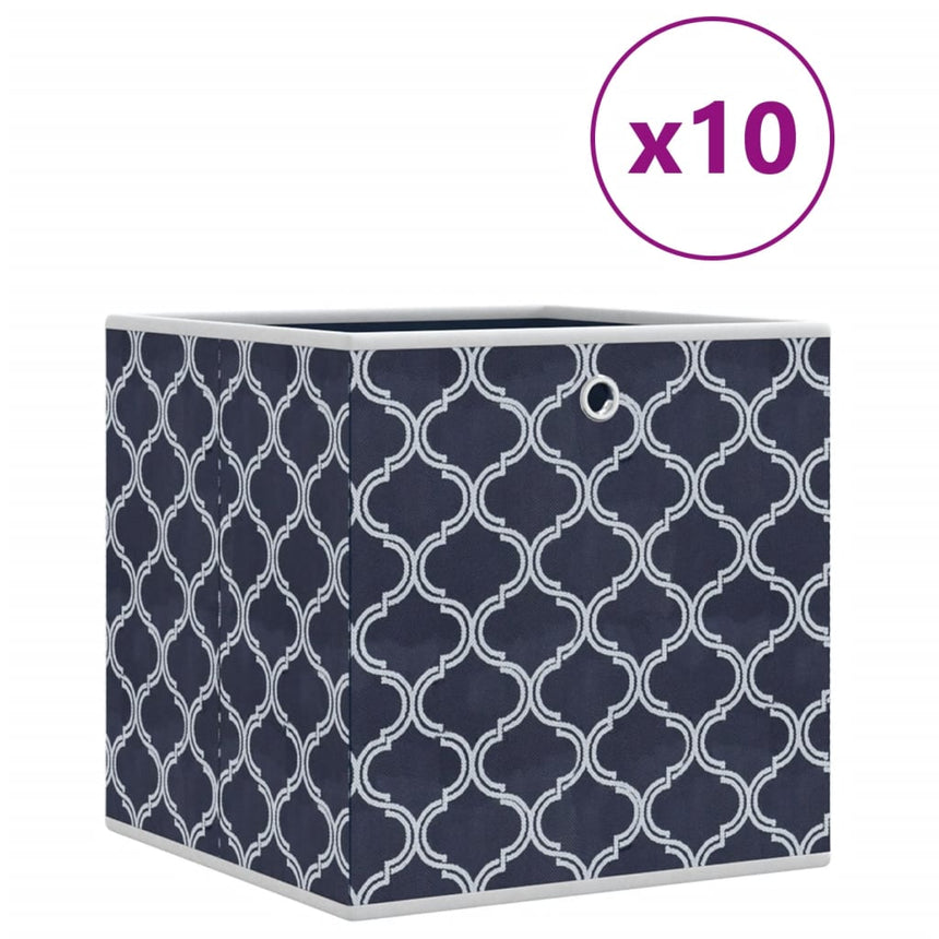 Opbergboxen 10 St Inklapbaar 32X32X32 Cm Ongeweven Stof Blauw