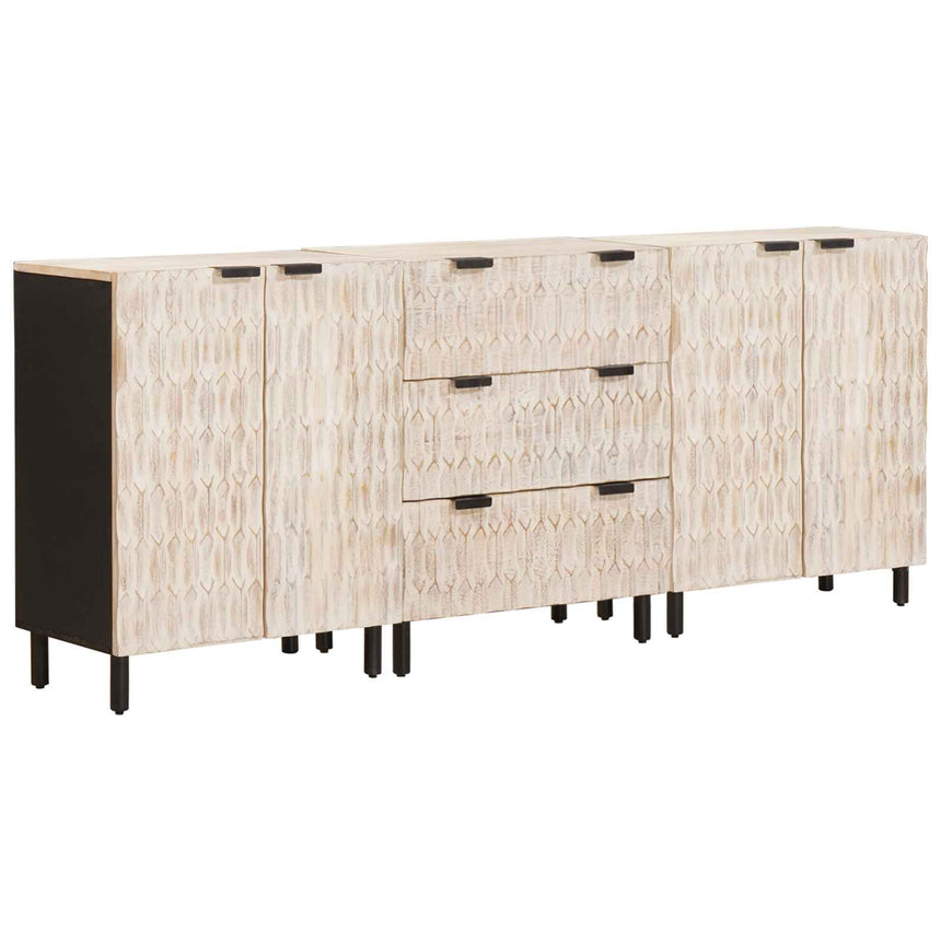 vidaXL Buffet 3 pcs Finition Lavage Blanc 180 x 33 x 75 cm