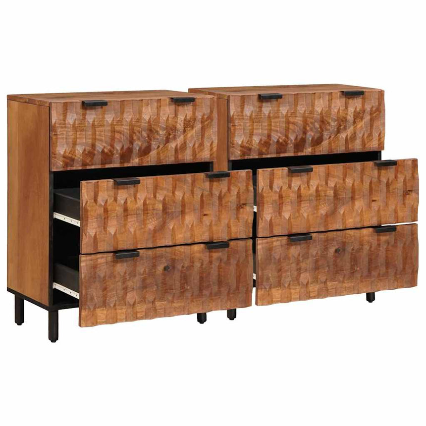 vidaXL Buffet 2 pcs Finition Acacia Brun 60 x 33 x 75 cm