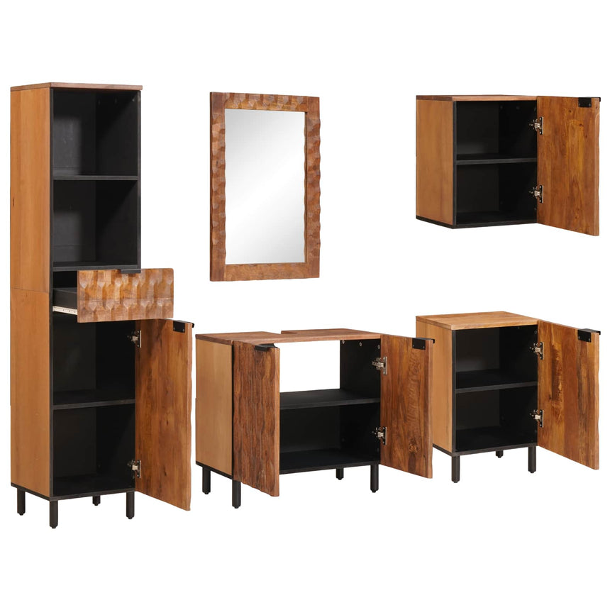 vidaXL Ensembles de salle de bain 5 pcs Acacia Marron Winish