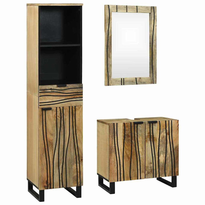 vidaXL Ensemble de mobilier de salle de bain avec tiroir 3 pcs Marron
