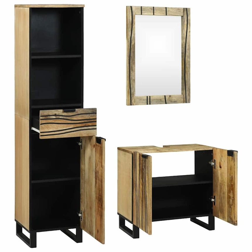 vidaXL Ensemble de mobilier de salle de bain avec tiroir 3 pcs Marron