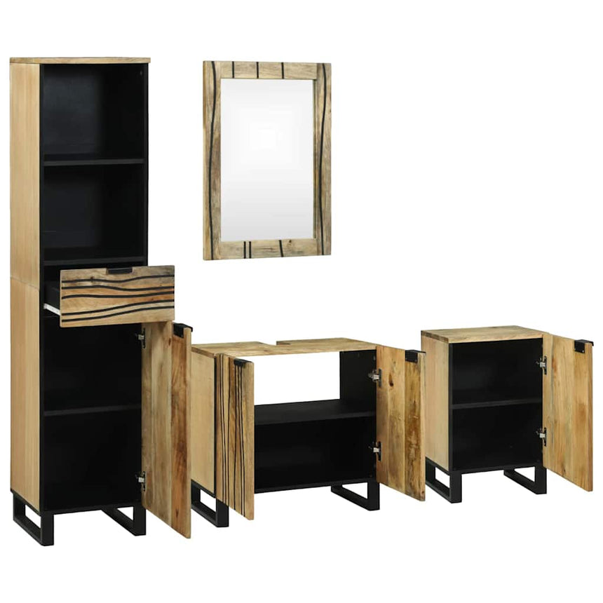 vidaXL Ensemble de mobilier de salle de bain avec tiroir 4 pcs Marron