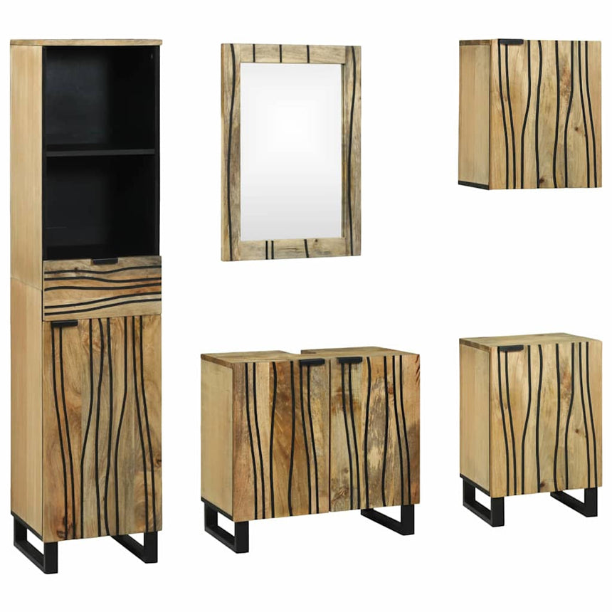 vidaXL Ensemble de mobilier de salle de bain avec tiroir 5 pcs Marron