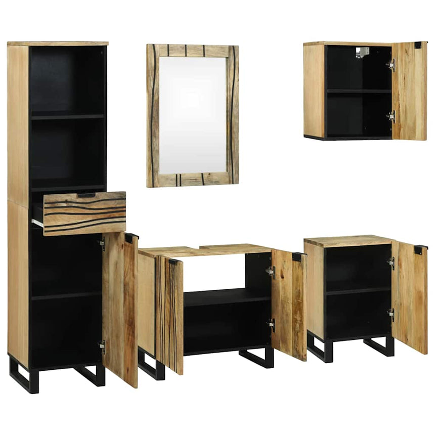 vidaXL Ensemble de mobilier de salle de bain avec tiroir 5 pcs Marron