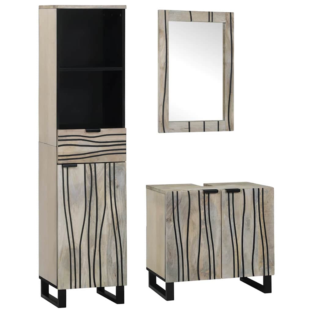 vidaXL Ensemble de mobilier de salle de bain avec tiroir 3 pcs Blanc