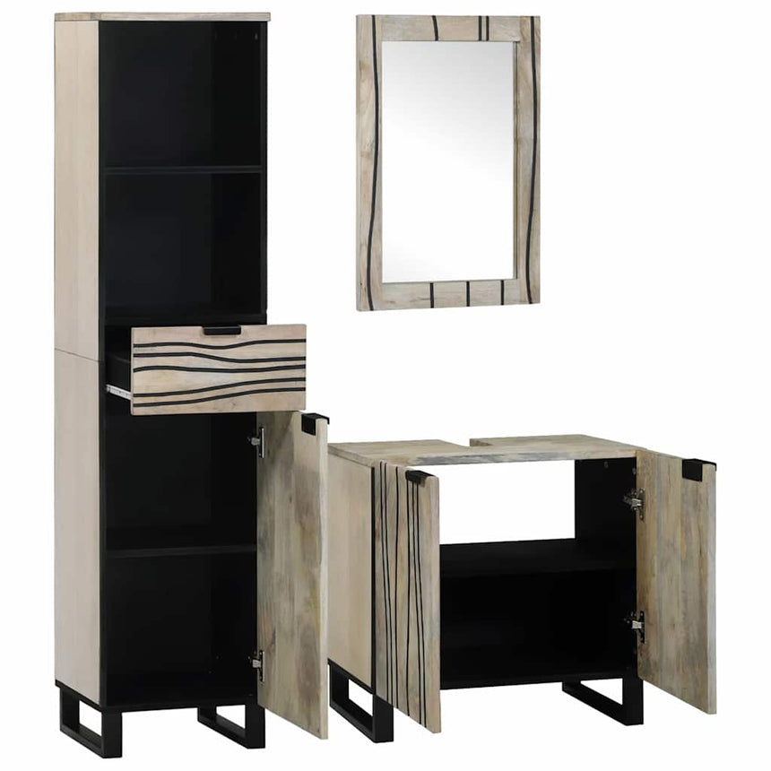vidaXL Ensemble de mobilier de salle de bain avec tiroir 3 pcs Blanc