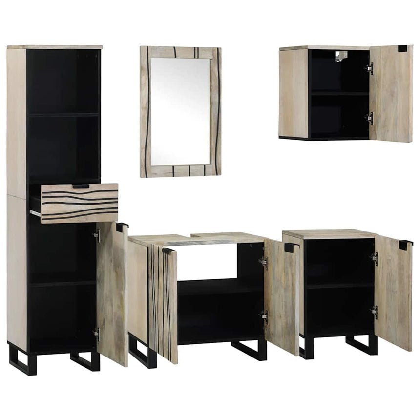 vidaXL Ensemble de mobilier de salle de bain 5 pcs Brun Noyé