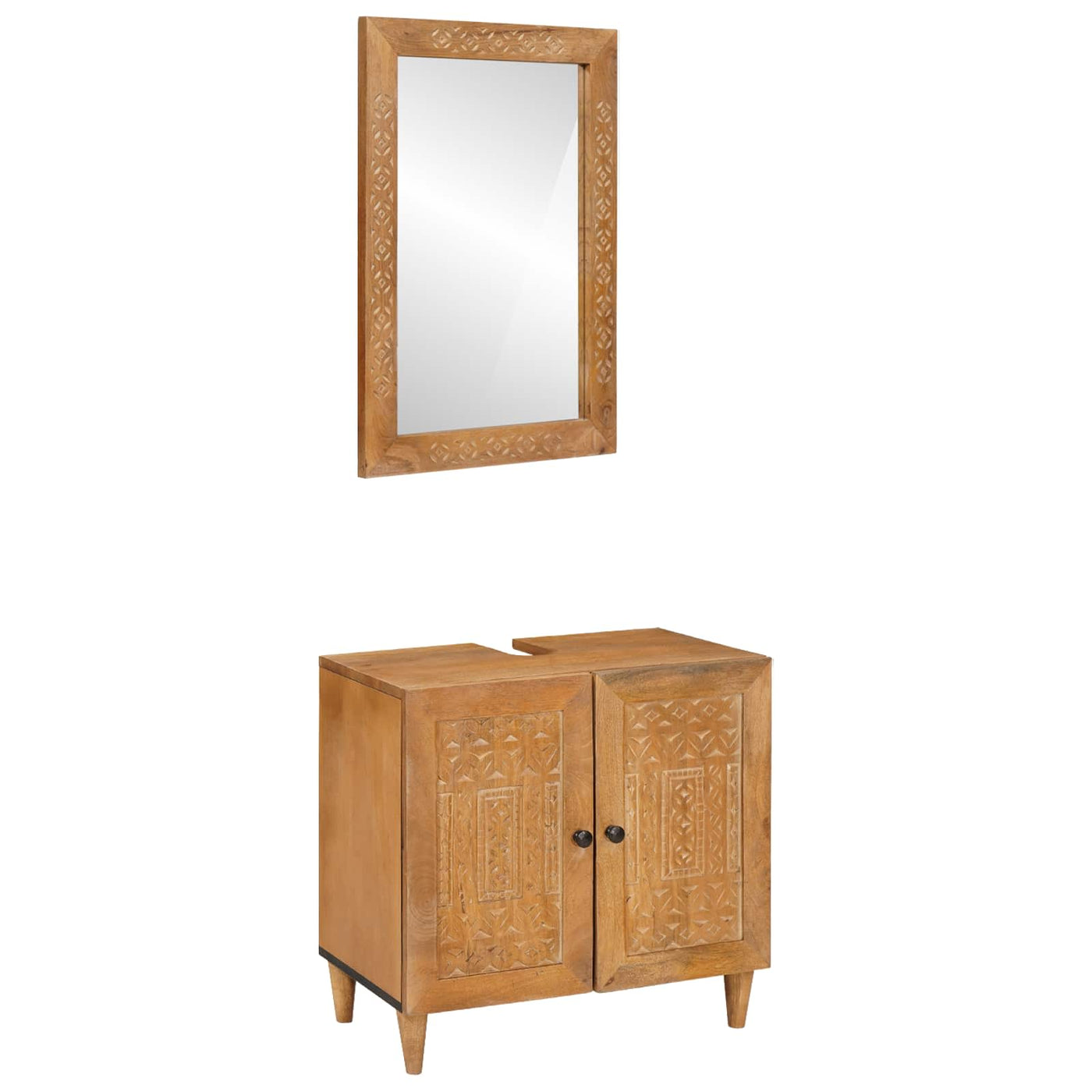 vidaXL Ensemble de mobilier de salle de bain avec étagère 2 pcs Marron