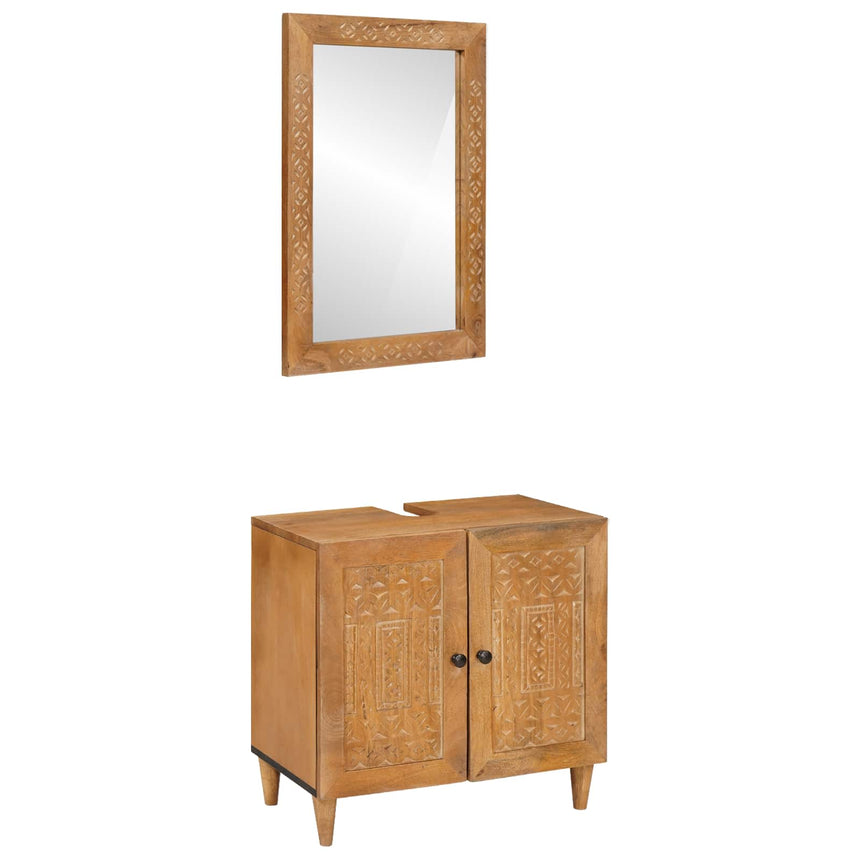 vidaXL Ensemble de mobilier de salle de bain avec étagère 2 pcs Marron