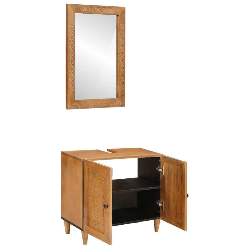 vidaXL Ensemble de mobilier de salle de bain avec étagère 2 pcs Marron