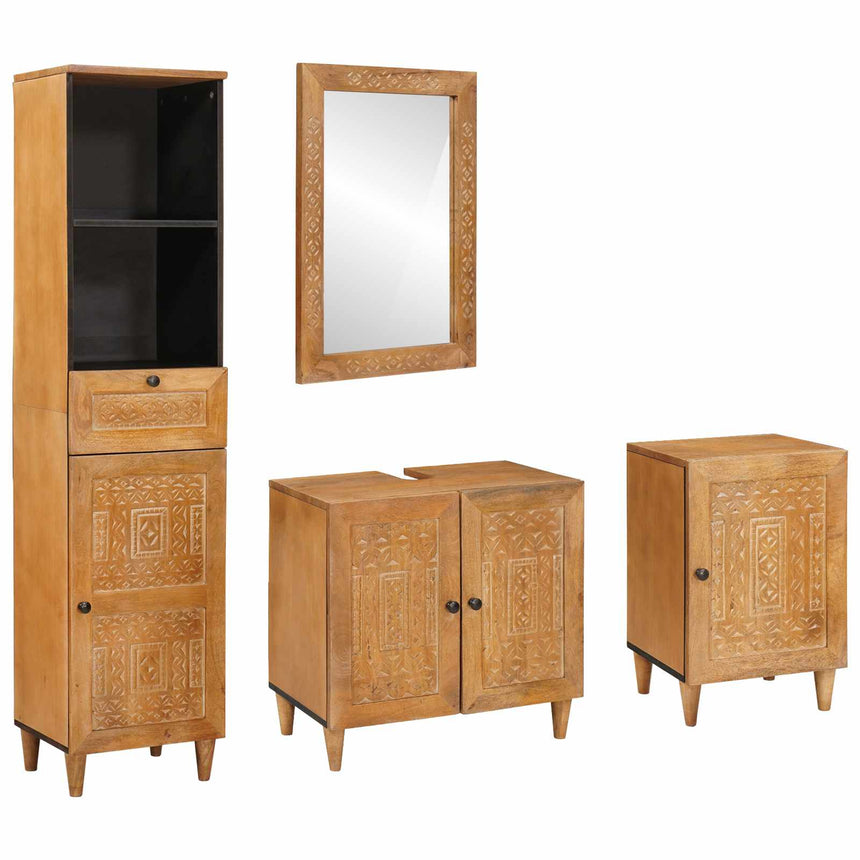 vidaXL Ensemble de mobilier de salle de bain avec tiroir 4 pcs Marron