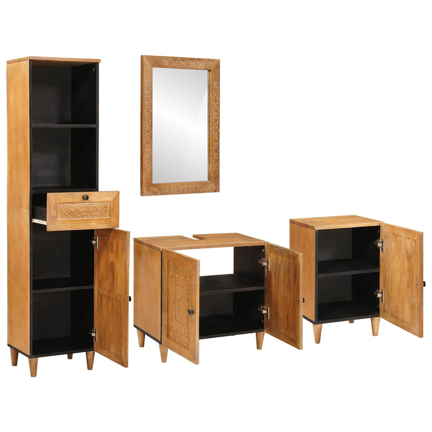 vidaXL Ensemble de mobilier de salle de bain avec tiroir 4 pcs Marron