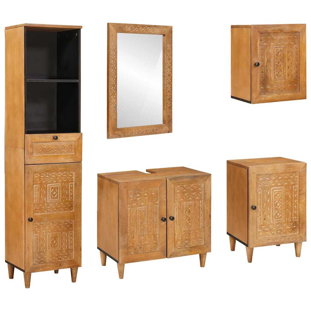 vidaXL Ensemble de mobilier de salle de bain avec tiroir 5 pcs Marron