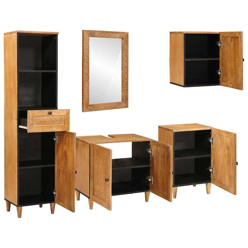 vidaXL Ensemble de mobilier de salle de bain avec tiroir 5 pcs Marron