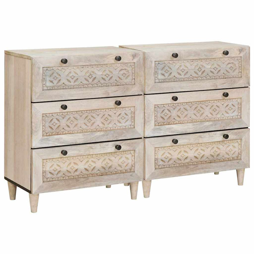 vidaXL Buffet 2 pcs Blanc 120 x 33,5 x 75 cm bois de manguier massif