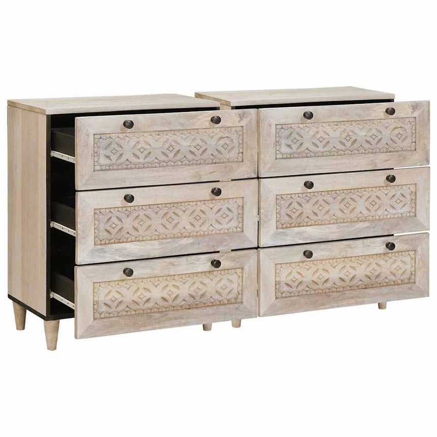 vidaXL Buffet 2 pcs Blanc 120 x 33,5 x 75 cm bois de manguier massif
