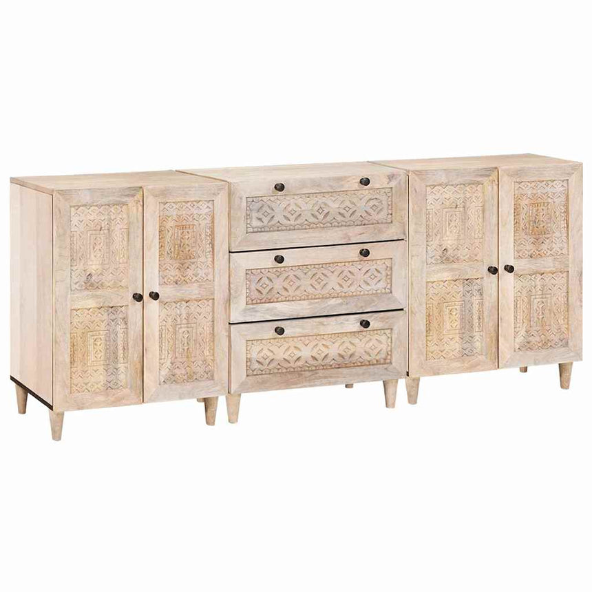 vidaXL Buffet 3 pcs Blanc 180 x 33,5 x 75 cm bois de manguier massif