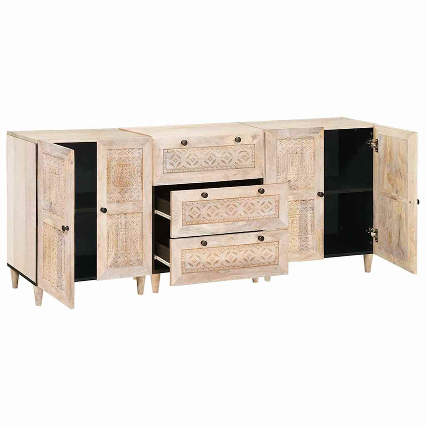 vidaXL Buffet 3 pcs Blanc 180 x 33,5 x 75 cm bois de manguier massif