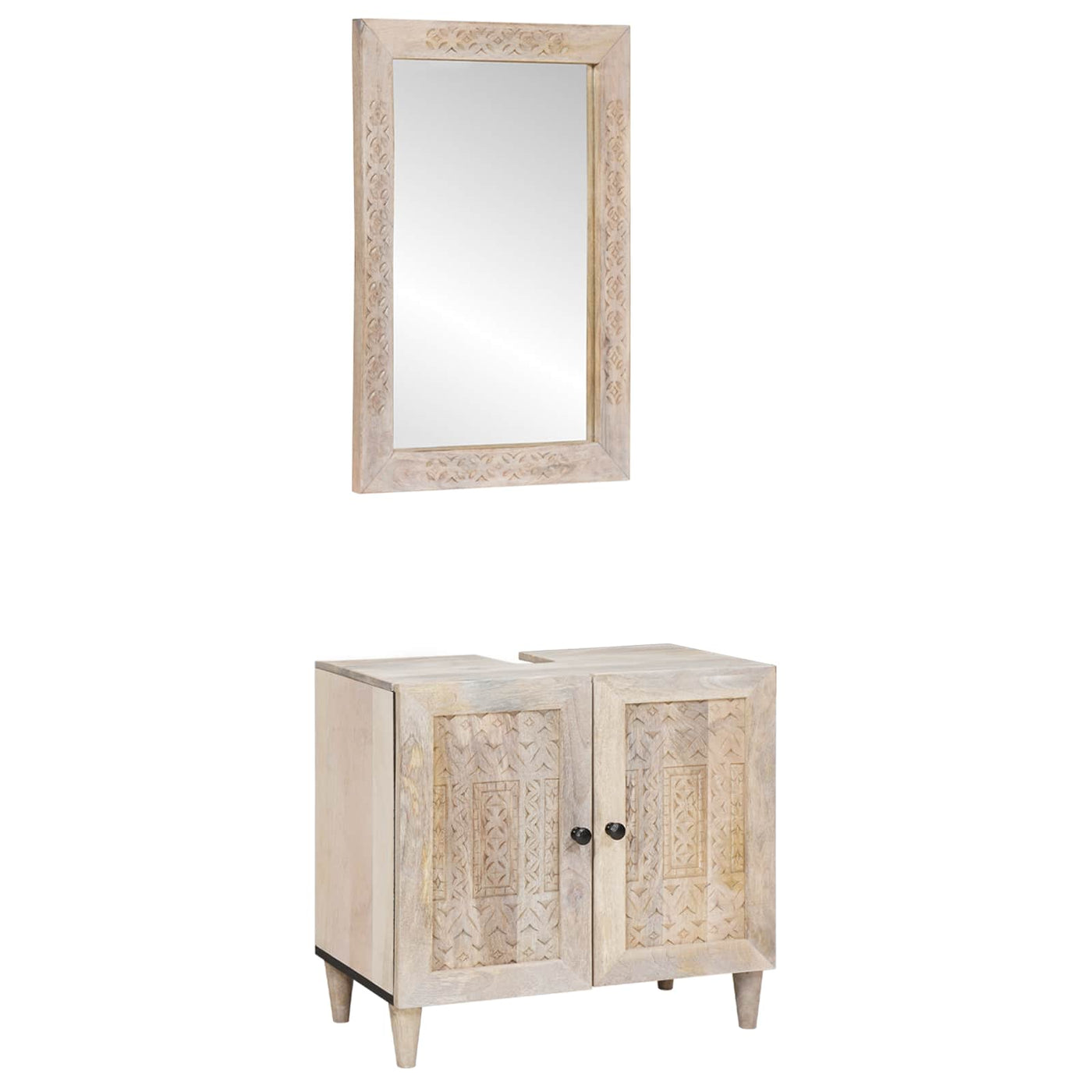 vidaXL Ensemble de mobilier de salle de bain avec étagère 2 pcs Blanc