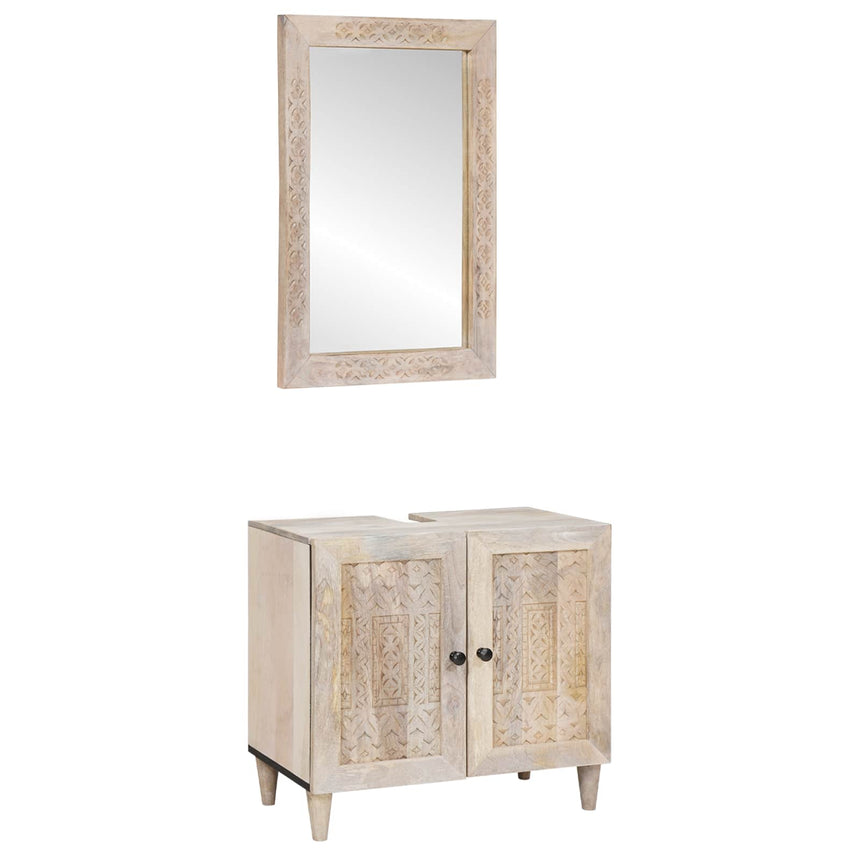 vidaXL Ensemble de mobilier de salle de bain avec étagère 2 pcs Blanc