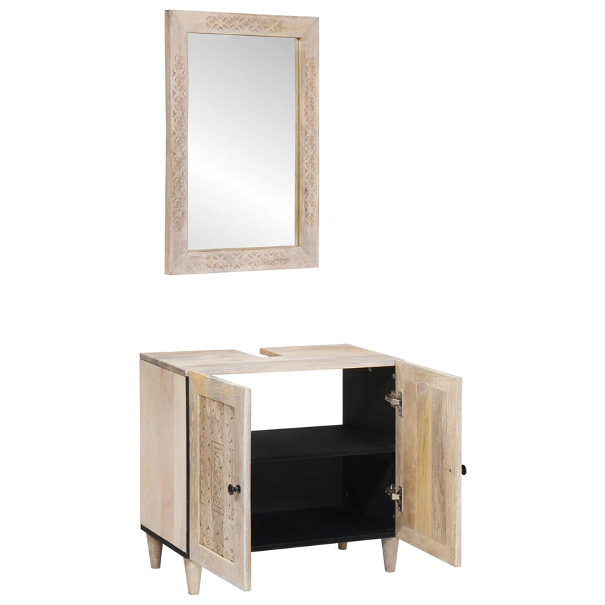 vidaXL Ensemble de mobilier de salle de bain avec étagère 2 pcs Blanc