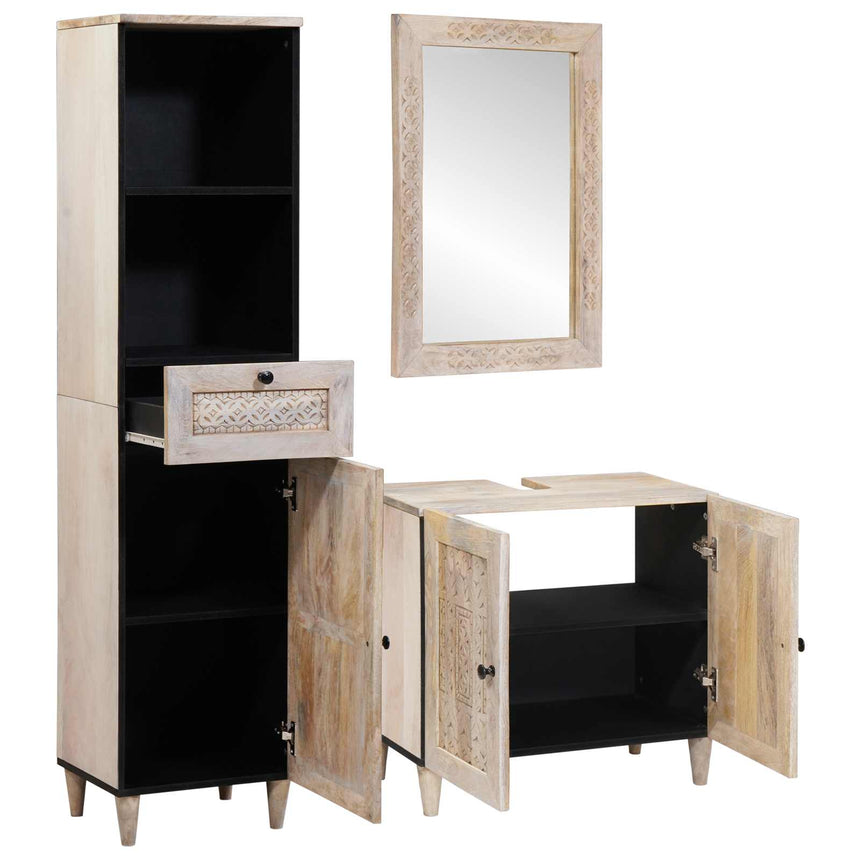 vidaXL Ensemble de mobilier de salle de bain avec tiroir 3 pcs Blanc