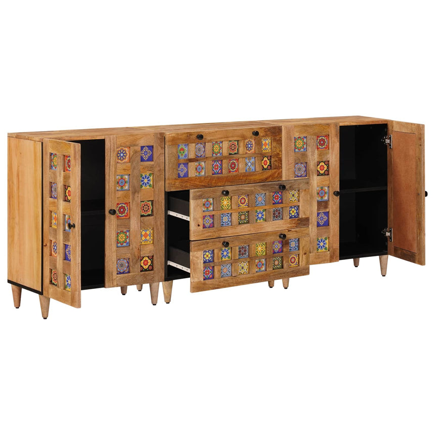 vidaXL Buffet 3 pcs Naturel 60 x 33,5 x 75 cm Bois de mangue massif
