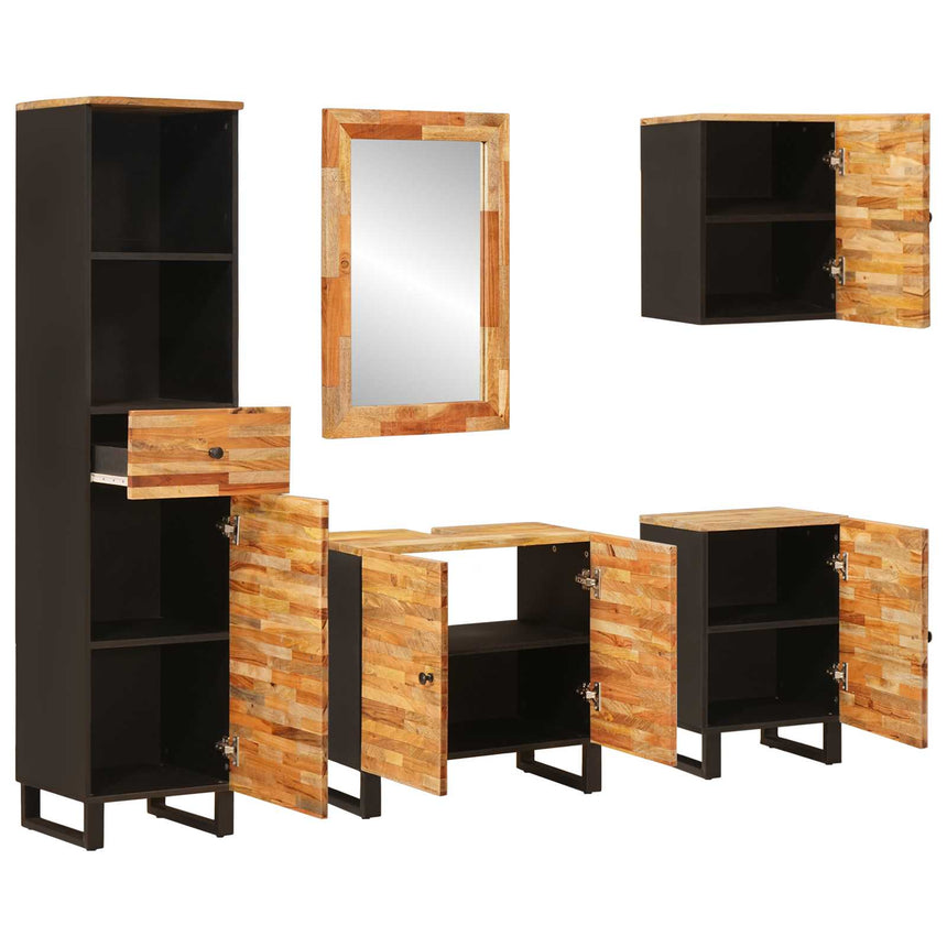 vidaXL Ensembles de salle de bain 5 pcs Naturel Bois de mangue massif