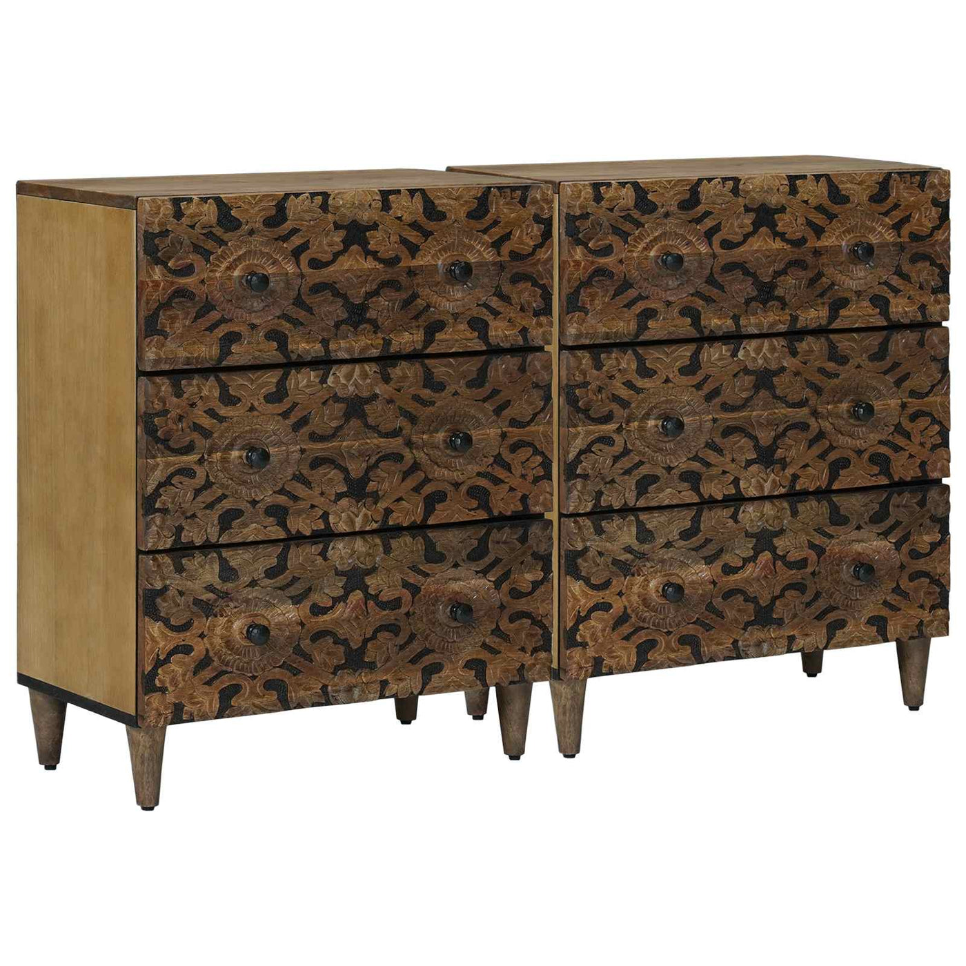 vidaXL Buffet 2 pcs Marron 60 x 33,5 x 75 cm Bois de mangue massif