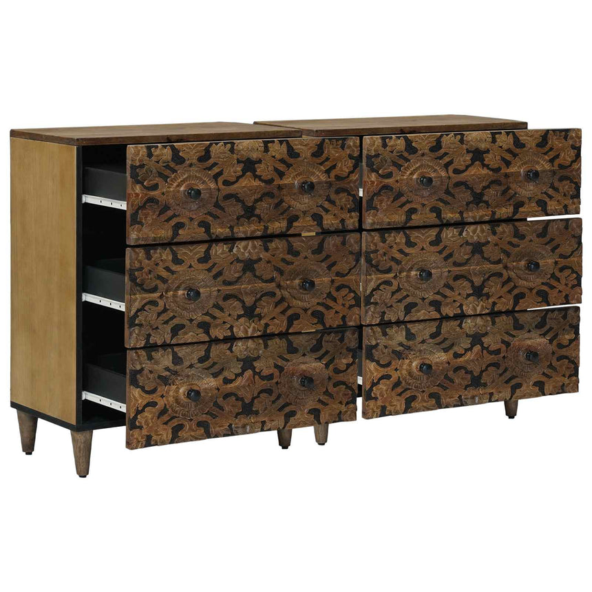 vidaXL Buffet 2 pcs Marron 60 x 33,5 x 75 cm Bois de mangue massif