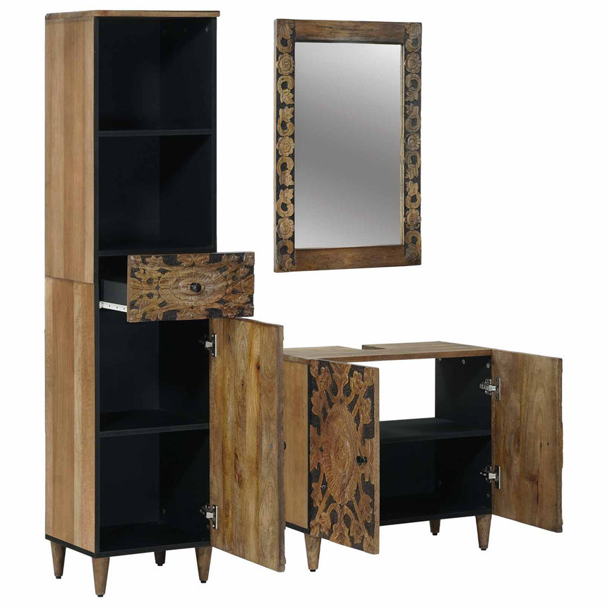 vidaXL Ensemble de mobilier de salle de bain avec tiroir 3 pcs Marron