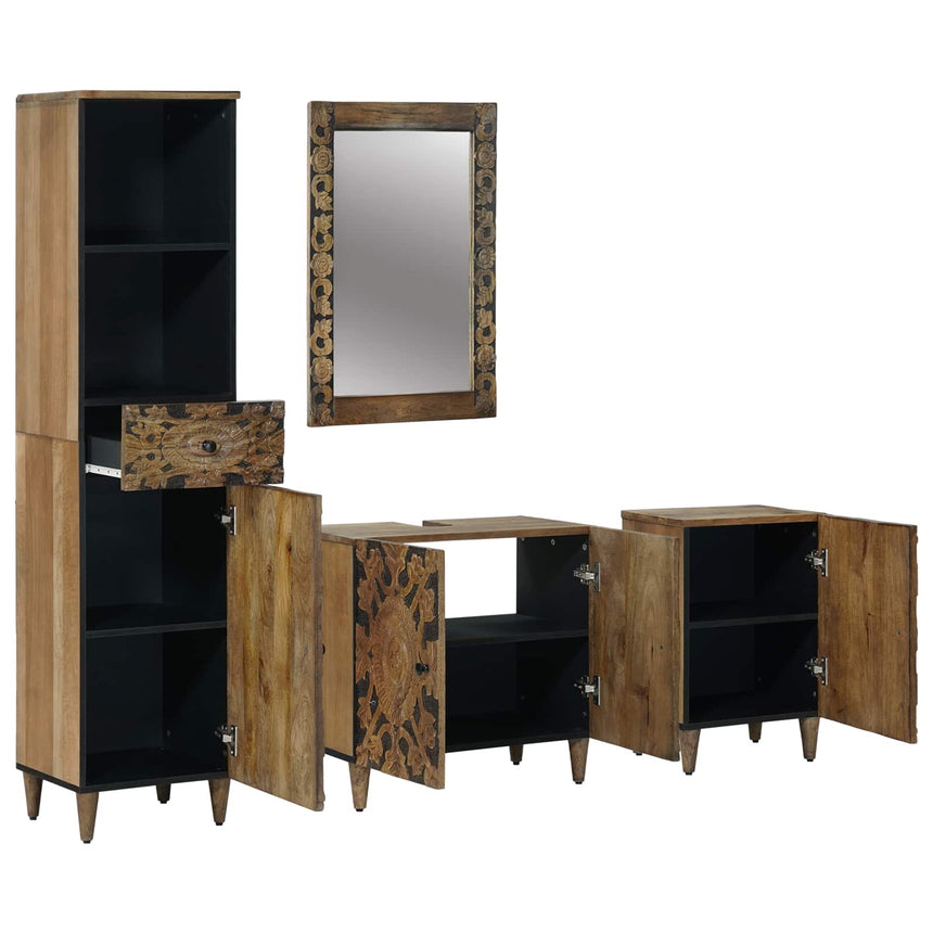 vidaXL Ensemble de mobilier de salle de bain avec tiroir 4 pcs Marron