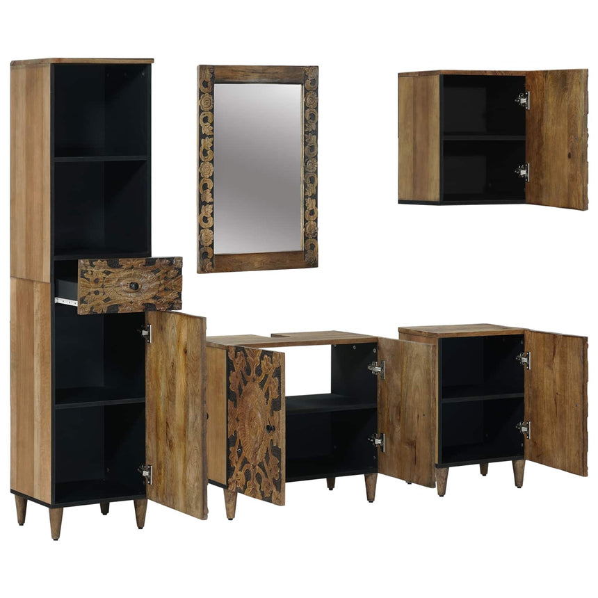 vidaXL Ensemble de mobilier de salle de bain avec tiroir 5 pcs Marron