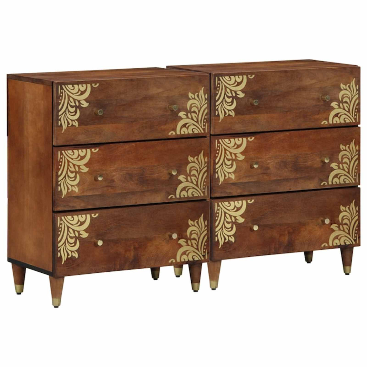 vidaXL Buffet 2 pcs marron miel 60 x 33 x 75 cm Bois de mangue massif